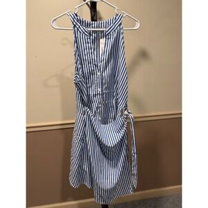 Cupshe Blue White Striped Sleeveless Tie Waist Mini Dress Large CAA05A5G129SC